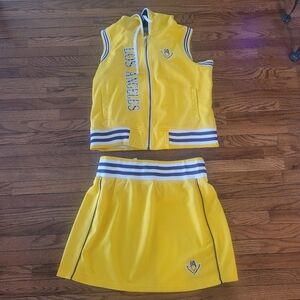 Vintage Regal Wear LA Cheer Skirt & Vest Set Yellow Purple 2XL/XL Y2K Hip Hop